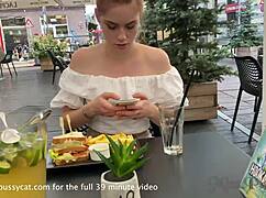 on a special miss pussycat day, the lesbian couple margarita and her partner enjoy a public strapon session followed by intimate pussy eating at home