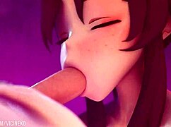 Vicineko Hu Tao delivers deepthroat blowjob like a pro 😍