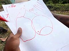 Nature boy fucks big tit redhead artist in jungle