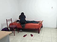 The beautiful Canadian nurse arrives at her patient's home in the USA. She begins dancing in her uniform.