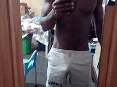 hey good morning stud wanna watch this muscular babe flash her big black cock body?