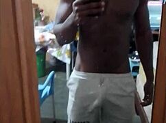 hey good morning stud wanna watch this muscular babe flash her big black cock body?