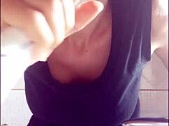 chantal fills her mouth with toothpaste on the toilet spitting close-up fetish fun