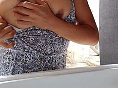 curvy latina neighbor shakes big ass and spreads pussy lips pov close-up