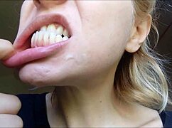 chantal fills her mouth with toothpaste on the toilet spitting close-up fetish fun