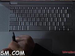 Bound Blonde Slave Masturbates Furiously with Toys After Dinner!