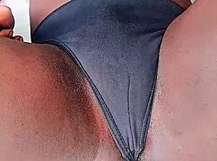 Sexpot shemale jay strokes oiled bbc outdoors