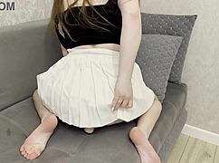 solo lingerie babe fucks herself hard with huge sex toy