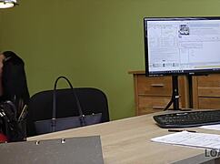 Loan4k. Rich Girl's Office Interview Turns Into Hidden Cam Teen Blowjob For Cash