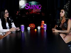 damn this brazilian swingers couple tries anal pussy first time on camera sheer red halloween lingerie 😈🎃