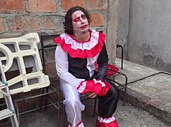 ever wonder how a clown bangs two busty curvy milfs at halloween party?