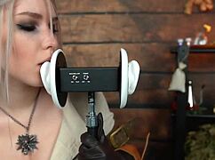 cosplay ciri whispers seductive asmr in tight costume fantasy.