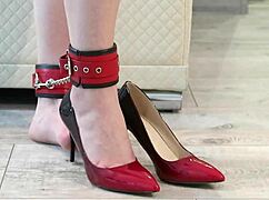 Bound Legs in Heels for Dipping Foot Fetish Frenzy!