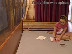 wanna peek at alice's tight shaved pussy flashing naked ass in tshirt shoes?