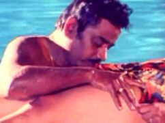 Married Indian bride sneaks pool fun with friend