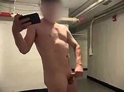 ever stroked your huge cock public till cum like this bodybuilder almost caught?