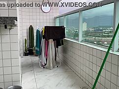 that maid's perfect latina ass provokes in tiny wedged shorts