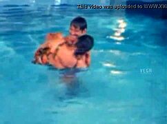 Married Indian bride sneaks pool fun with friend