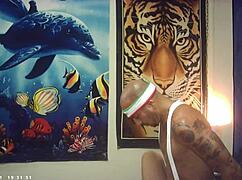 Asian babe battles Italian pound machine pornstar champion in backstage intergender fuck match