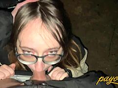 shy chick gulps massive cock outdoors emejota payo pro style