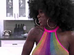 ebony babe chokes on huge bbc in sloppy threesome deepthroat gagging