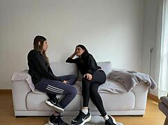 Colombian Blonde Roommates Trade Gym Kisses for Horny Lesbian Scissoring Orgasms