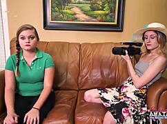 skinny lauren and pixie pie suck share dick bent over banged cumshot facial