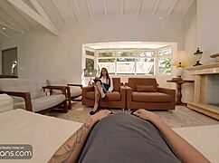 Busty redhead shemale therapist sucks then bareback fucks!