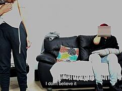 stepdad blackmails son's girlfriend bends her over for doggy creampie