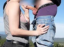 triss-witch blows and bends for doggystyle hike sex in forest