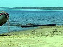 Wow, juicy ass milf struts beach in big natural tits glory!