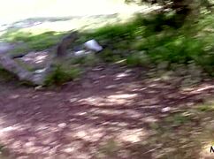 couple sneaks to secluded spot for wild outdoor creampie fuck