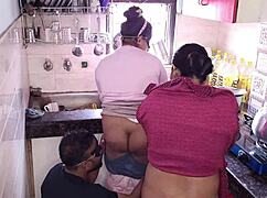 kajal and promila tremble with lust fucking stepbrother hardcore in kitchen