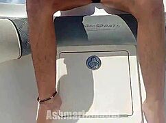 hairy pussy flashes from bikini during boat tour dance