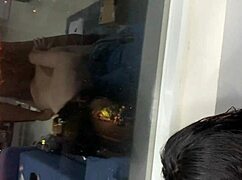 white girl bent over for outdoor public doggystyle pounding