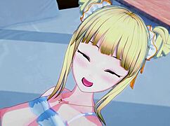 blonde anime babe surprised by busty redhead fun