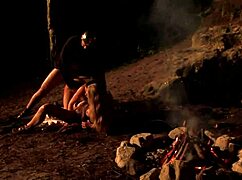 Guy Lubing Cock Slides Deep into Blonde's Tight Anal Outdoor