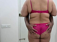 sexy bikini ebony with huge saggy tits shakes ass giving handjob to her husband