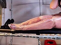 so i made him bow down to me his superior goddess in latex teasing his slave cock