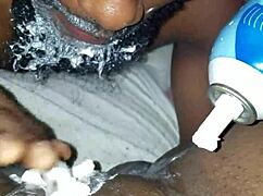 Black men dive tongues deep into juicy black pussy and big ass cheeks