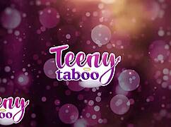 Petite stepdaughter Brooke Johnson bareback rides stepdad's cock missionary to creampie finish.