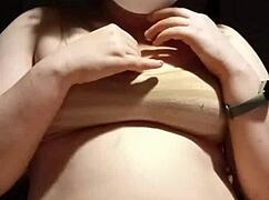 tiny 18yo's emotional titty play overwhelms her petite body