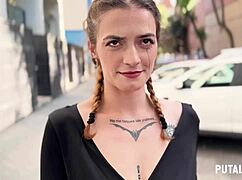 Putalocura Tattoos Pretty Spanish Malafalda Bent Over for Outdoor Creampie in Public