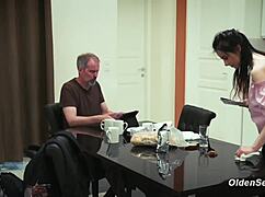 couldn't resist seducing stepdad in kitchen blew him fucked hard