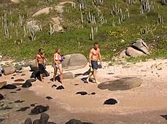 i cant believe three random guys fucked this blonde bitch so hard on beach