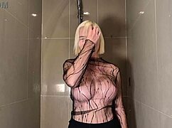 Blonde Babe's Huge Tits Shine Wet in Shower See-Through Try-On Haul 🔥💦