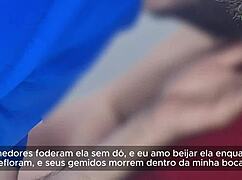 married housewife rides her husband bareback until interrupted at bedroom door