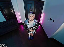 silver wolf cosplay babe deepthroats monster cock then gets pounded missionary doggy cumshot 💦🍆