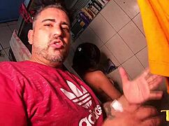 rebecca santos shaves big ass while bibi showers?