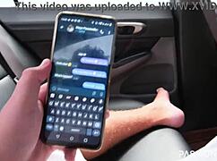 Wife's friend deepthroats to cumshot facial in car pov